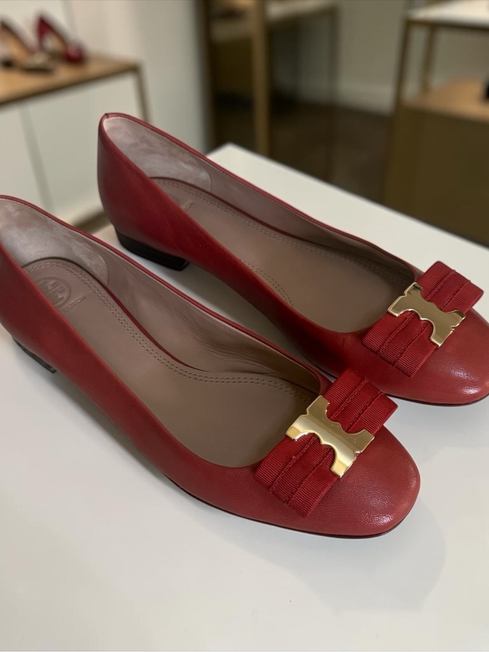 Tory Burch Liana Red Leather Ballet Flats with Ribbon Accent! Size 9.5 - Picture 10 of 10
